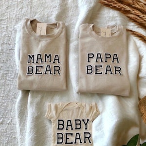 Beige Family Bear Sweatshirts|Mama Bear Papa Bear Baby Bear Shirts|Matching Family Outfit for Pictures| Mama and Mini | Family Outfit Set