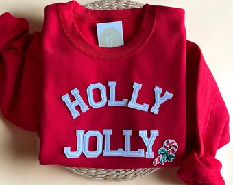 Holly Jolly Sweatshirt, Festive Christmas Sweaters, Christmas Sweatshirts for Women, Christmas Crewneck, Cute Holiday Sweaters