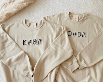 Felpa Mama Dada / Abito da ospedale di famiglia / Camicie per annuncio di gravidanza / Felpe autunnali per mamma e papà / Rivelazione della gravidanza autunnale
