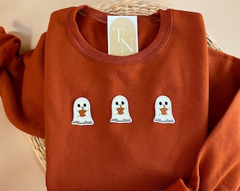 Ghost Sweatshirt, Ghost Shirt, Halloween Sweatshirt, Pumpkin Sweatshirt, Retro Halloween Sweatshirt, Cute Ghost Shirt, Fall Sweatshirt