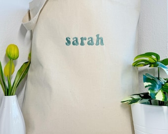Personalized Custom Embroidered Tote Bag , School book bag , Reusable grocery bag , Name tote bag , Bridesmaids gift , Personalized gift