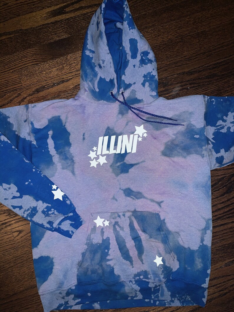 Custom Bleach Dyed Hoodie with stars Etsy
