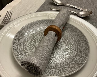 Serwetka lniana w klasycznym szarym kolorze Chambray Rozmiar 45 cm x 45 cm