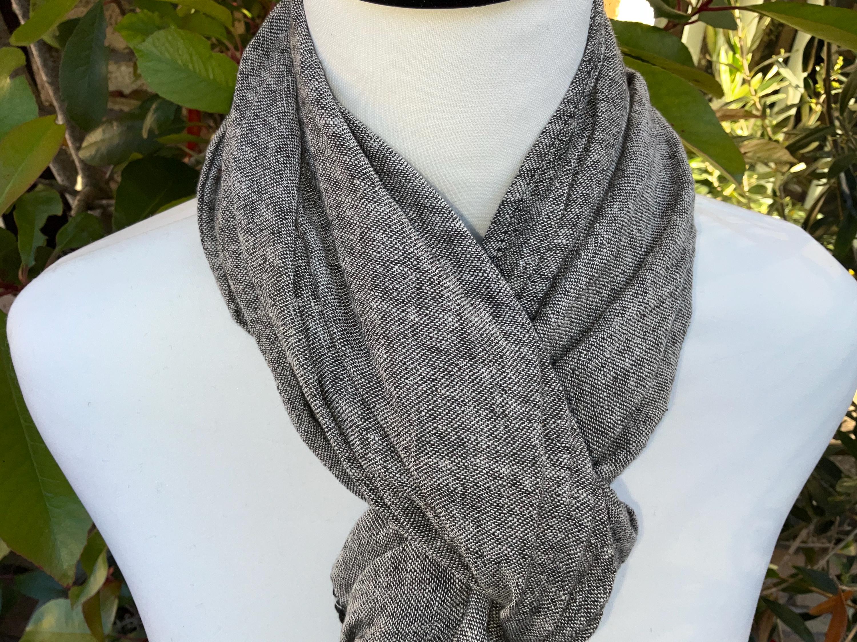 Black & White Chambre Linen Viscose Scarf