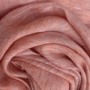 Pumpkin Chambray Pure Linen Scarf in Soft Touch Finish