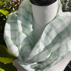Shamrock Pure Linen Stripe Scarf in Soft Touch Finish