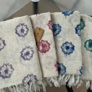100% Pure Linen Scarf Hand Printed