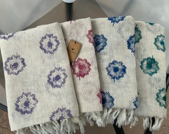 100% Pure Linen Scarf Hand Printed