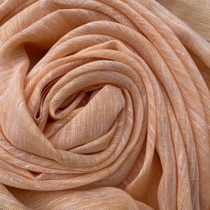 Butterscotch Chambray Pure Linen Scarf in Soft Touch Finish .