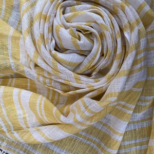 Honey Pure Linen Weft Stripe Scarf in Soft Touch Finish