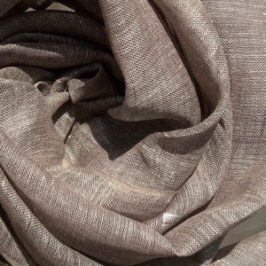 Coffee Chambray Pure Linen Scarf in Soft Touch Finish