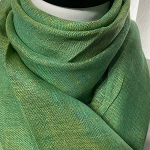 Leprechaun  Dust 100%  Pure  Linen Yarn Dye Solid Scarf   in Super Soft Finish for comfort .