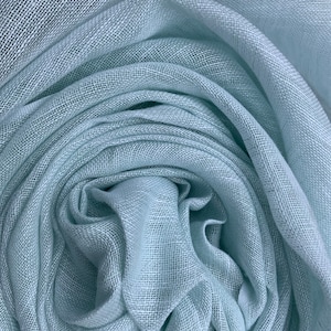 Mint Chambray Pure Linen Scarf in Soft Touch Finish