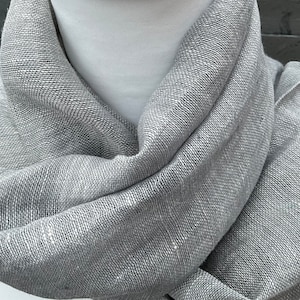 Mirage Grey 100% Pure  Linen Yarn Dye Solid Scarf  in Super Soft Finish for comfort .