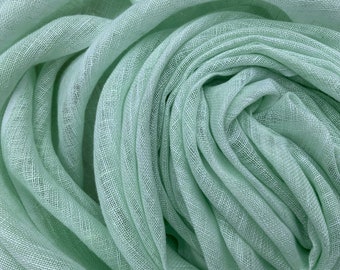 Pistachio Green Chambray Linen Scarf | Lightweight Woven Wrap | Irish Design | Gift Idea