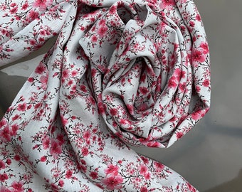 Pure Linen Scarf in all over Blossom  print .