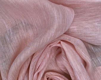Peach Chambray Pure Linen Scarf in Soft Touch Finish