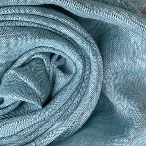 Soft Spruce Chambray Pure Linen Scarf in Soft Touch Finish