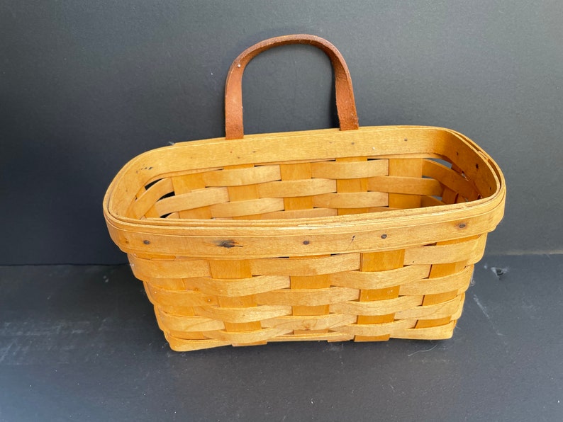 Vintage Leather Handle Wall Hook Longaberger Hand Woven Basket Etsy