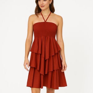 Vestido ou saia conversível com babados em camadas e babados estilo boho