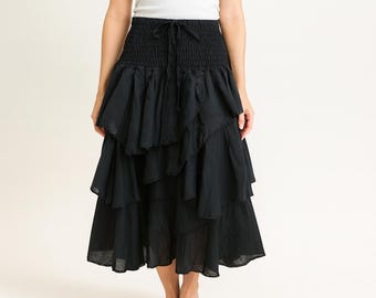 Boho Rüschen Tiered Smock Cabrio Kleid oder Rock