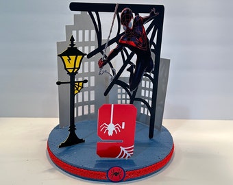 Centro de mesa de Spider-Man de Miles Morales, decoración para fiesta de cumpleaños