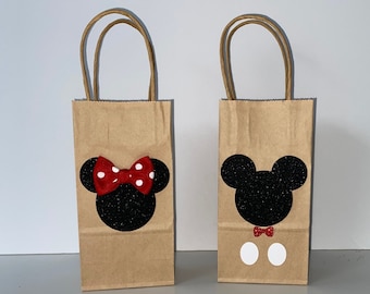 Mickey Mouse Party Favor Bags, Minnie Mouse Party Favor Bags, Mickey Birthday Bags, Minnie Birthday Bags, Minnie Gift Bags, Mickey Gift Bags