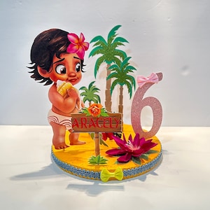 Baby Moana Table Decoration, Moana Table Decoration, Baby Moana Centerpieces, Moana Centerpieces, Moana Cake Topper