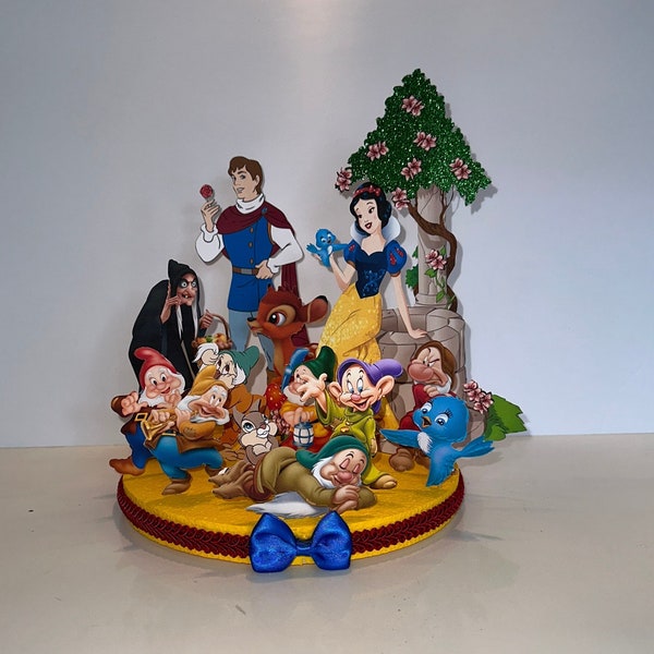 Snow White and The 7 Dwarfs Center Piece, Snow White and The 7 Dwarfs Center Piece Cake Topper, Snow White Party Decoration
