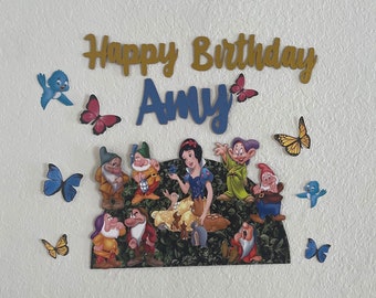 Snow White Birthday Banner, Snow White Backdrop, Snow White Happy Birthday Sign