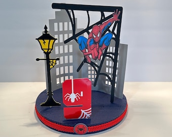 Centro de mesa para festa de aniversário do Homem-Aranha | Decoração para festa de super-heróis