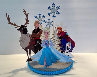 Centro de mesa de cumpleaños de Frozen, decoración de fiesta de castillo de hielo