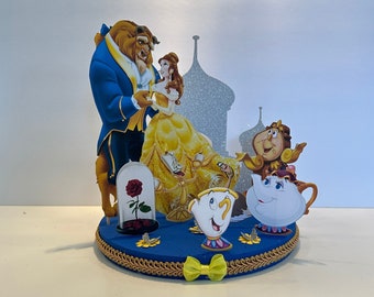 Beauty & The Beast Centerpiece, Beauty and The Beast Cake Topper, Beauty and The Beast Birthday Decoration, Beauty and The Beast