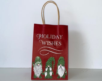 Holiday Wishes Bags, Red Holiday Wishes Treat Bags, Christmas Bags, Red Christmas Bags