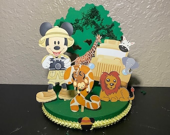 Centro de mesa de Mickey Mouse Safari / Decoración para fiesta con temática de jungla