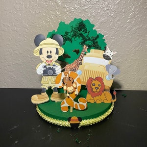 Safari Mickey Mouse Centerpiece | Safari Mickey Mouse Cake Topper | Mickey Mouse Cake Topper | Safari Themed Party Decoration