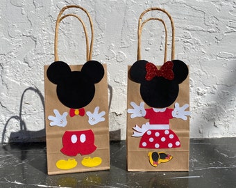 Mickey Mouse Party Favor Bags, Minnie Mouse Party Favor Bags, Mickey Birthday Bags, Minnie Birthday Bags, Minnie Gift Bags, Mickey Gift Bags