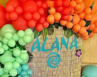 Moana Birthday Banner Letters, Hawaiian Party Decor