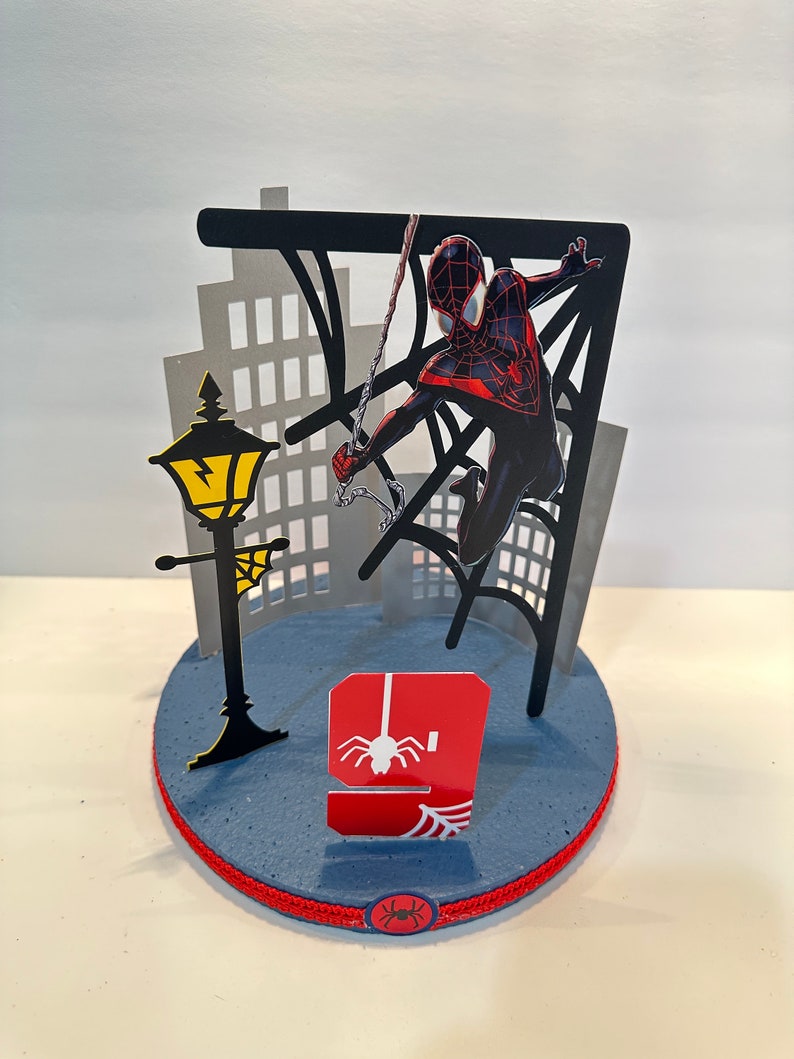 Miles Morales Spider-Man Centerpiece, Miles Morales Cake Topper, Spider-Man Centerpiece, Spider-man Cake Topper image 2