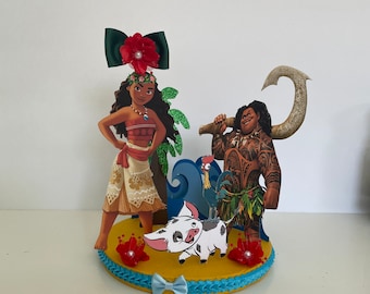 Centro de mesa para fiesta de Moana, adorno para tarta de cumpleaños, decoración hecha a mano