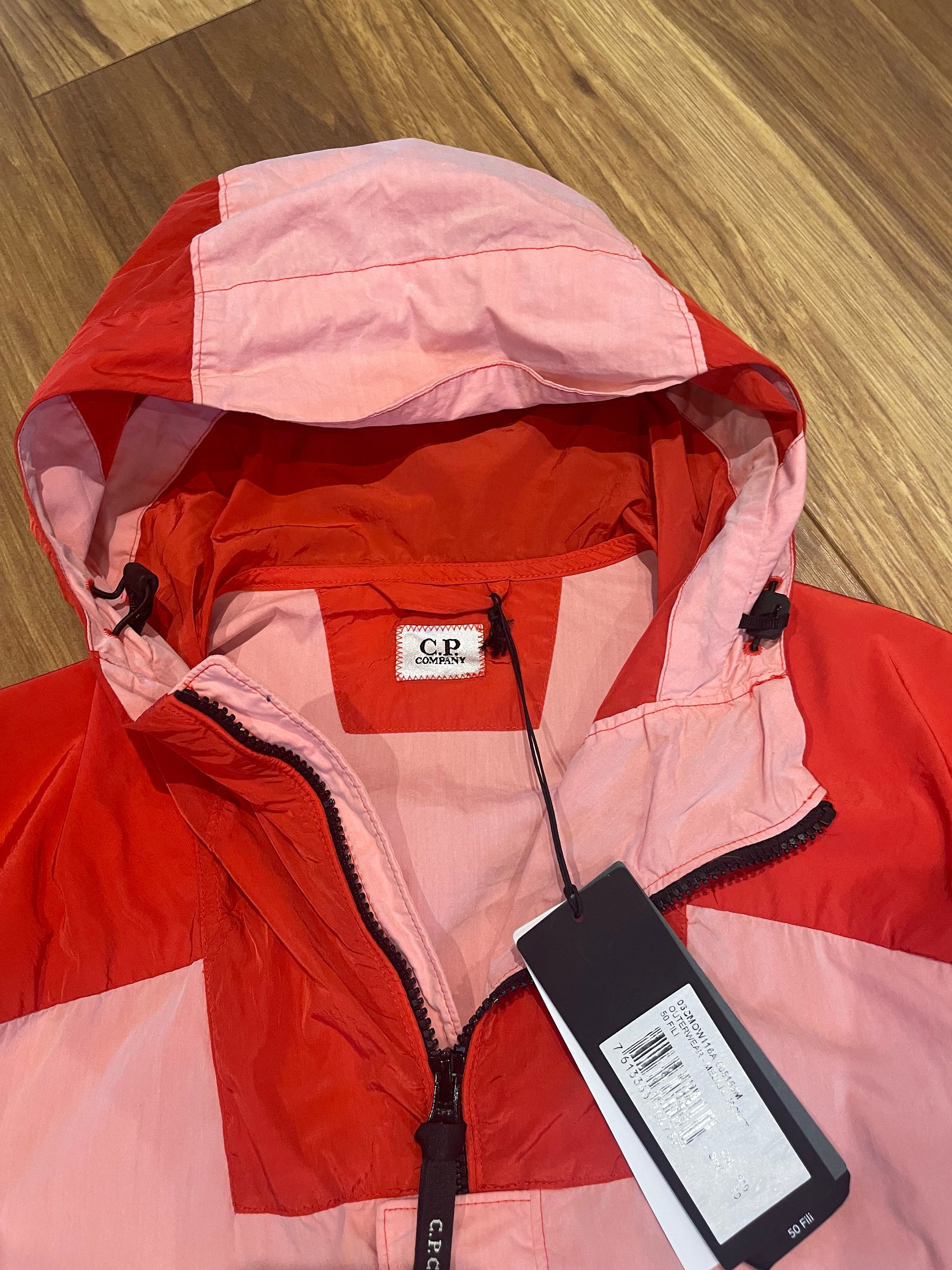 CP Company 50Fili フード付きコットン/ナイロン ピンク&レッド