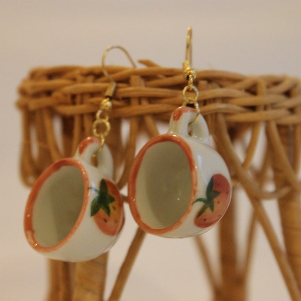 Tiny Teacup Earrings, Mini Cup Earrings, Tea Set Earrings, Cottagecore Earrings, Funky Earrings