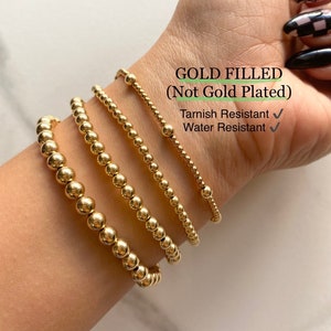 14k Gold filled Beaded Bracelet, Gold ball Bracelets, Gold bracelet set, Gold Dainty bracelet, Gift for her, Gift for mom, Gift for wife