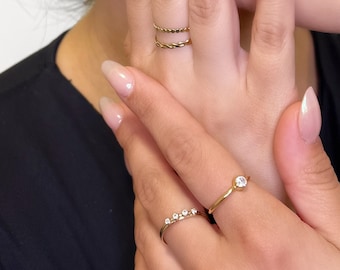 14K Gold Filled anlaufbeständiger Stapelring, zierlicher Gold Filled stapelbarer Ring für den Alltag, minimalistischer Stapelring, super dünner Ring