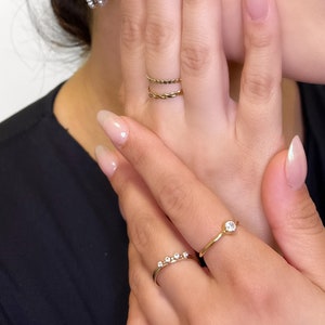 14K goudgevulde aanslagbestendige stapelring, sierlijke goudgevulde stapelbare ring voor dagelijks gebruik, minimalistische stapelring, superdunne ring