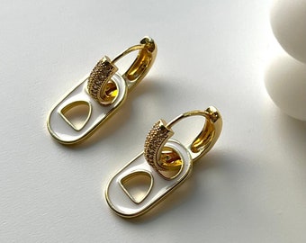 14k Gold Filled Soda Tab Earrings, Small gold hoops, Gold hoop earrings, Soda Earrings, Soda Tab Charm, Statement Earrings, Y2K Earrings