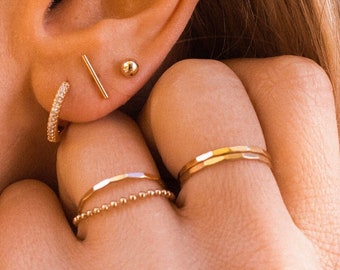 14K Gold Filled anlaufbeständiger Stapelring, zierlicher Gold Filled stapelbarer Ring für den Alltag, minimalistischer Stapelring, super dünner Ring