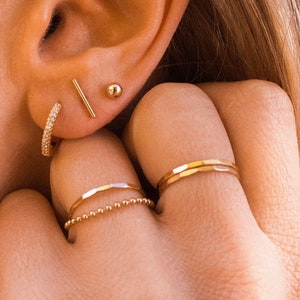 14K goudgevulde aanslagbestendige stapelring, sierlijke goudgevulde stapelbare ring voor dagelijks gebruik, minimalistische stapelring, superdunne ring