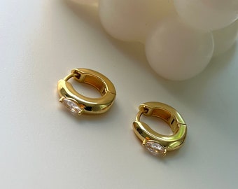 Huggie Hoop Earrings, Small Gold Hoops, Evil eye earrings, Thick Hoop Earrings, Huggie Earrings, Gold Hoops, Gifts for her