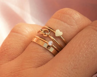 14K Gold Filled anlaufbeständiger Stapelring, zierlicher Gold Filled stapelbarer Ring für den Alltag, minimalistischer Stapelring, super dünner Ring